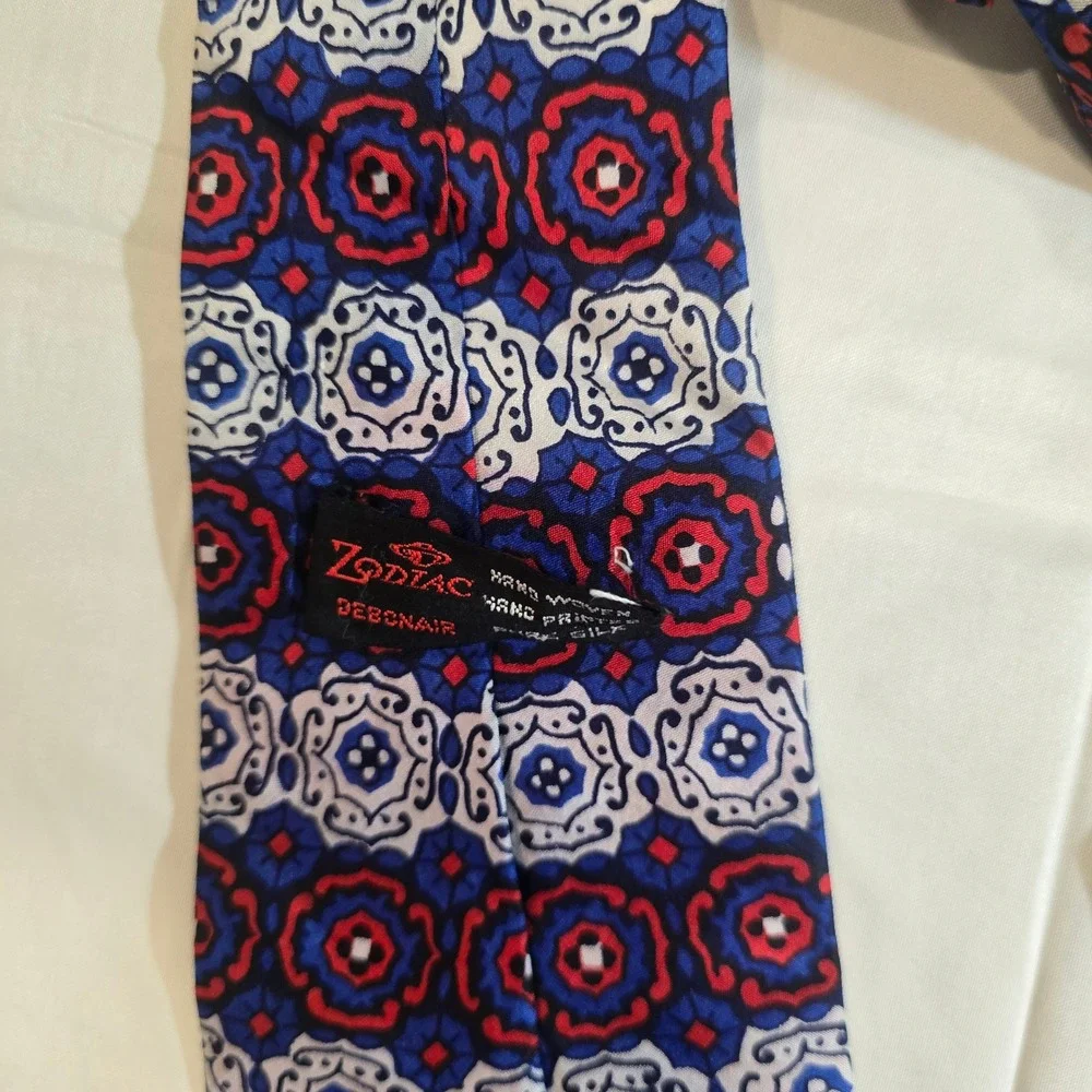 Zodiac Debonair Hand Woven‎ Hand Printed Pure Silk Geometric Pattern Men's Tie